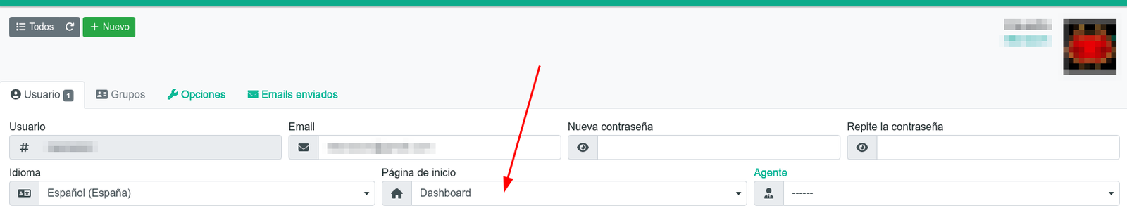 Cambiar la página de inicio