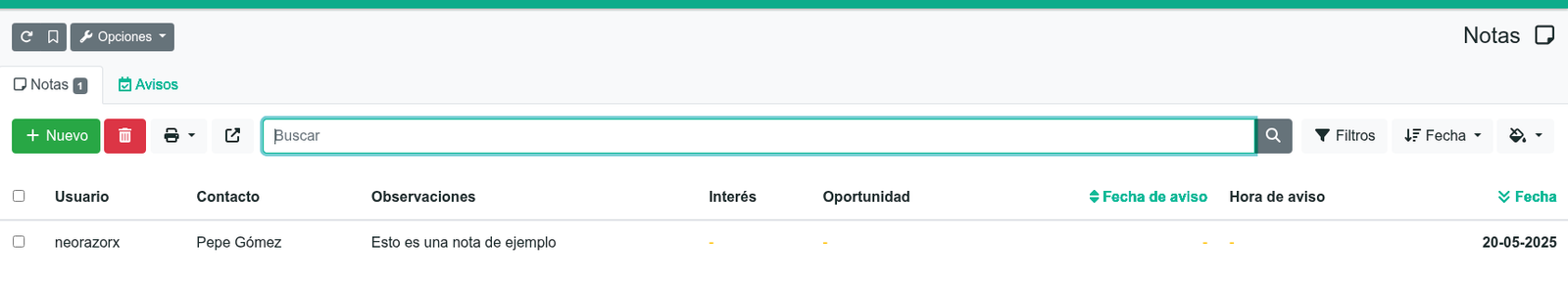Cómo añadir notas y recordatorios a contactos