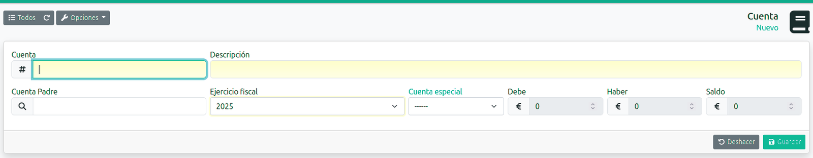 Cómo añadir una cuenta contable