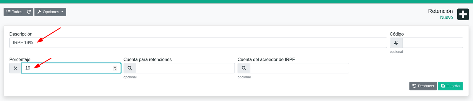 Cómo configurar las retenciones de IRPF