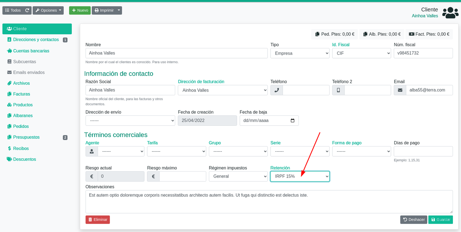 Cómo configurar las retenciones de IRPF