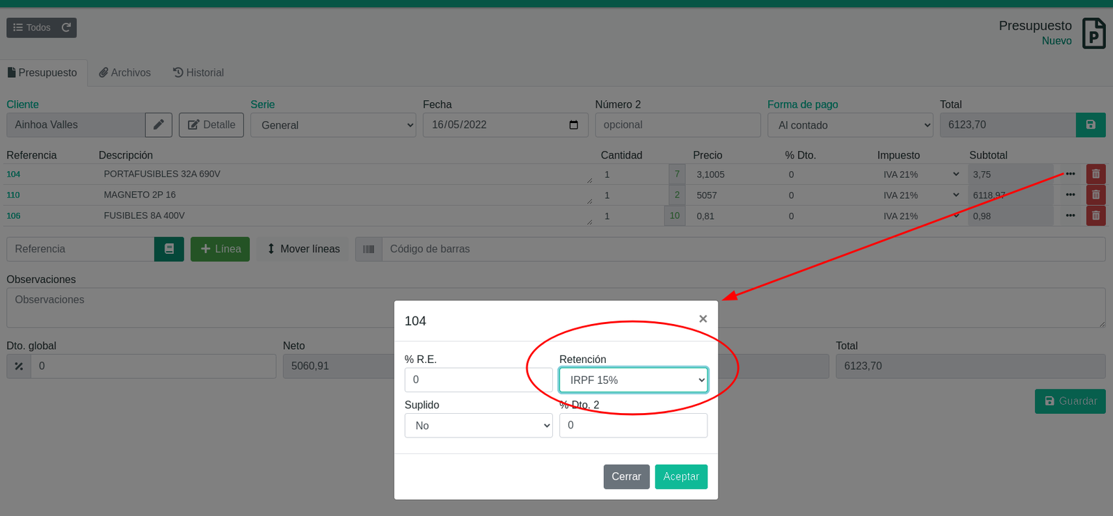 Cómo configurar las retenciones de IRPF