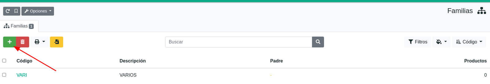 Cómo crear familias de productos