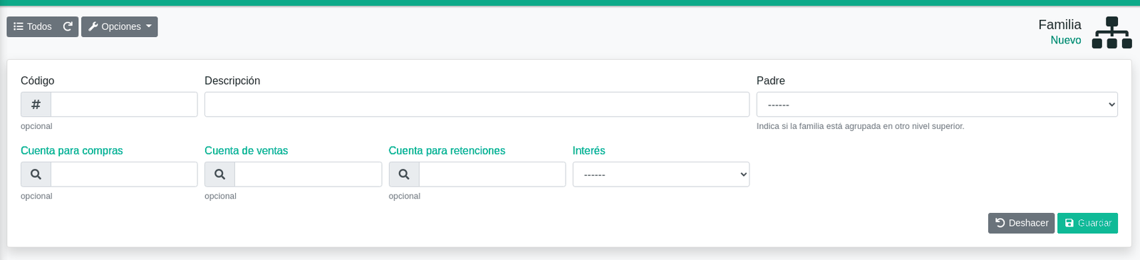Cómo crear familias de productos