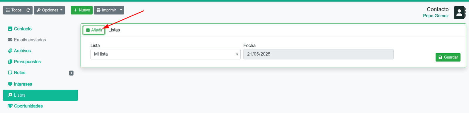Cómo crear listas de contactos