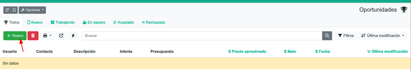 Cómo crear oportunidades (leads) en el CRM