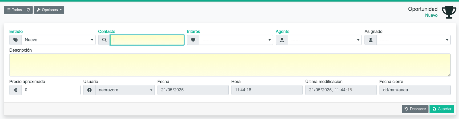 Cómo crear oportunidades (leads) en el CRM