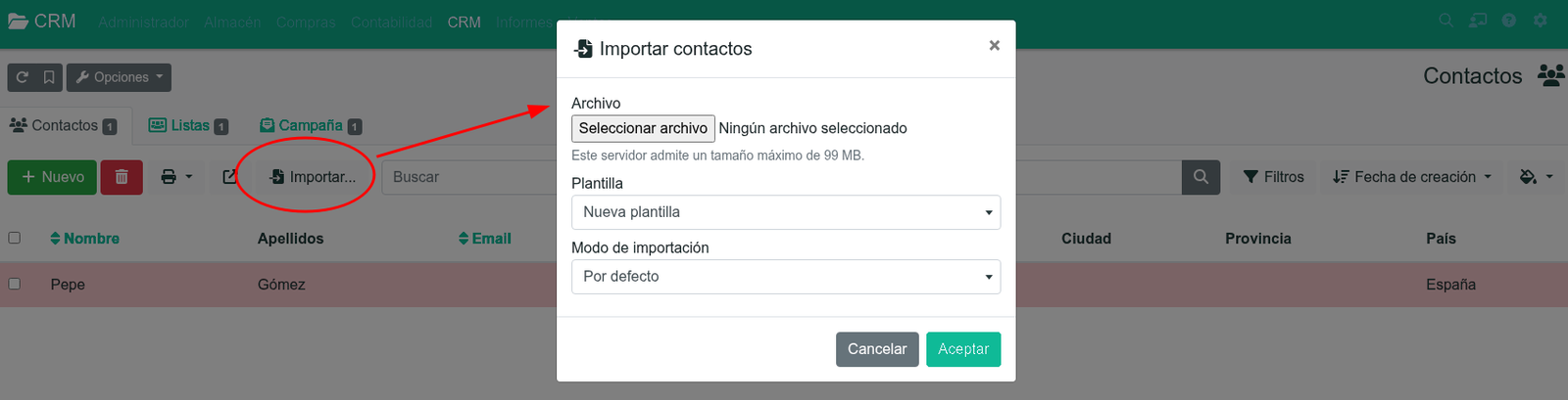 Cómo crear un contacto en el CRM