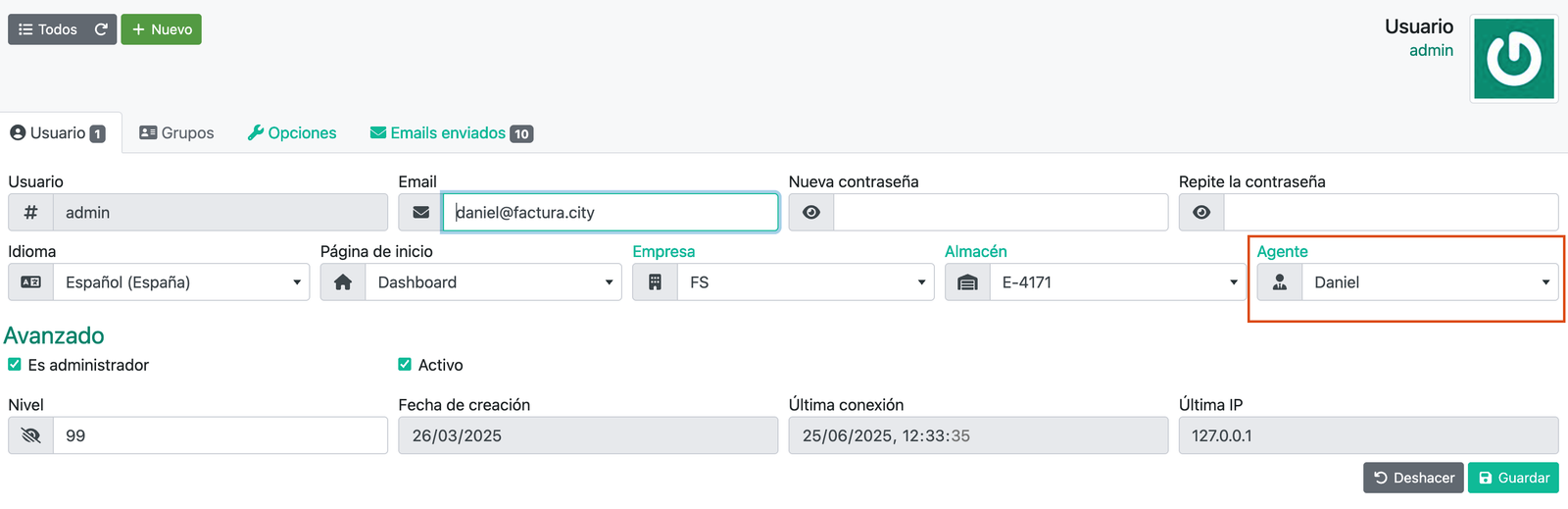 Como crear un empleado para el control horario