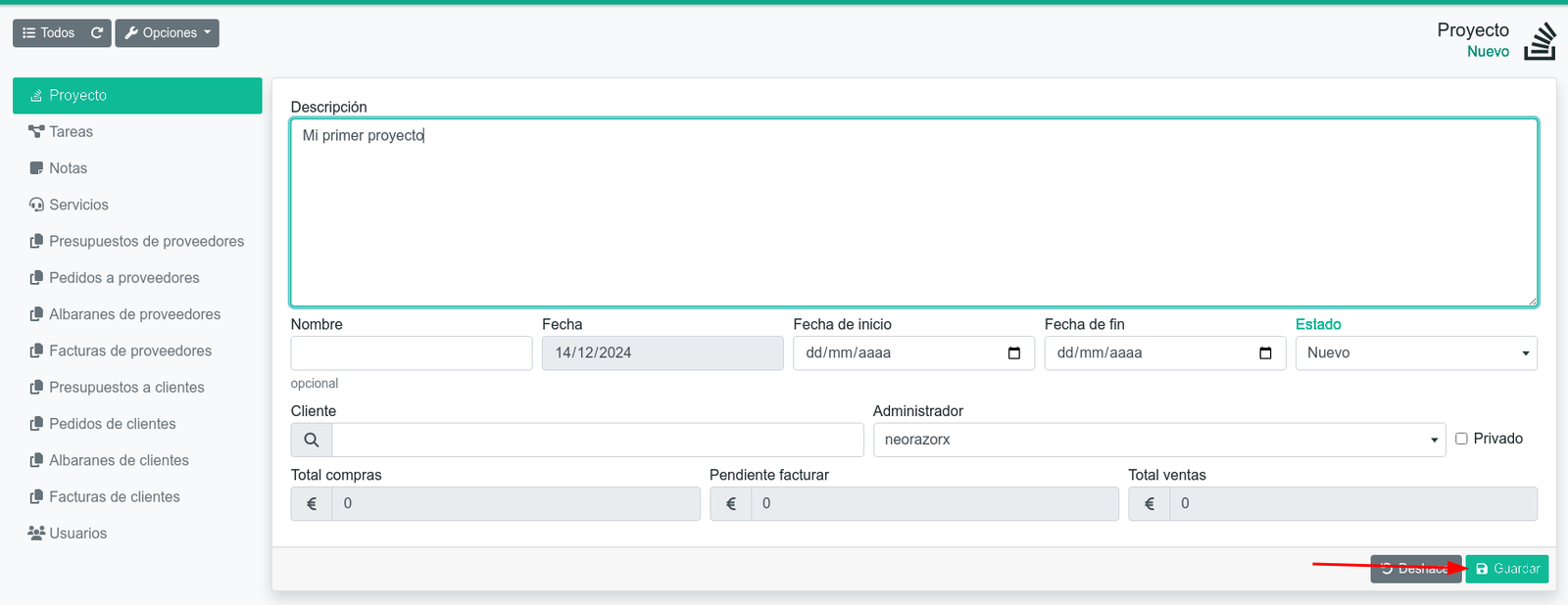 Cómo crear un proyecto