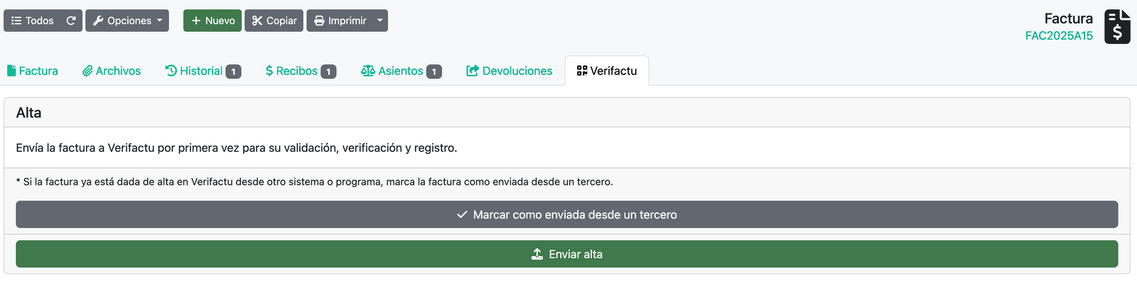 Enviar, subsanar y anular