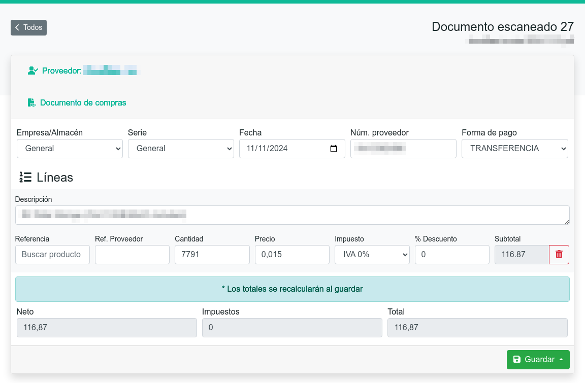 Cómo escanear una factura de compra