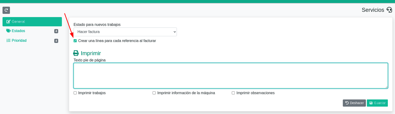 Productos en los trabajos