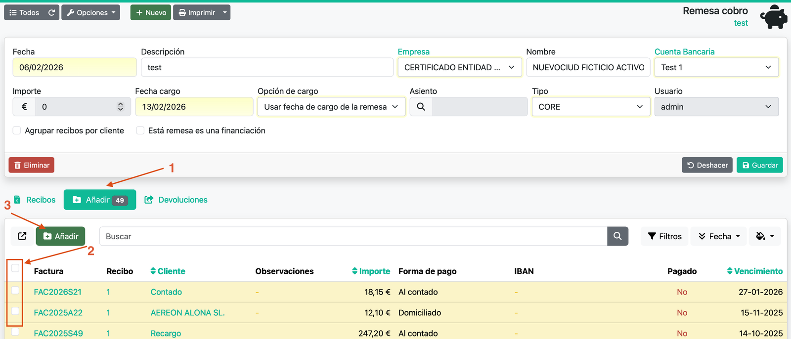 Crear la remesa