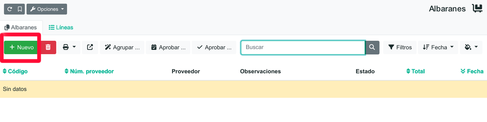 Cómo registrar un albarán de compra