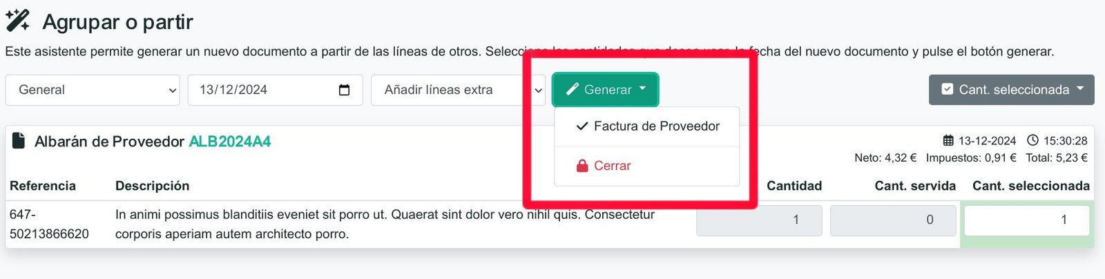 Cómo registrar un albarán de compra