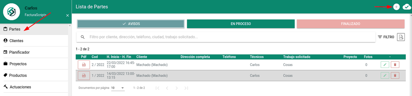 Facturar los trabajos