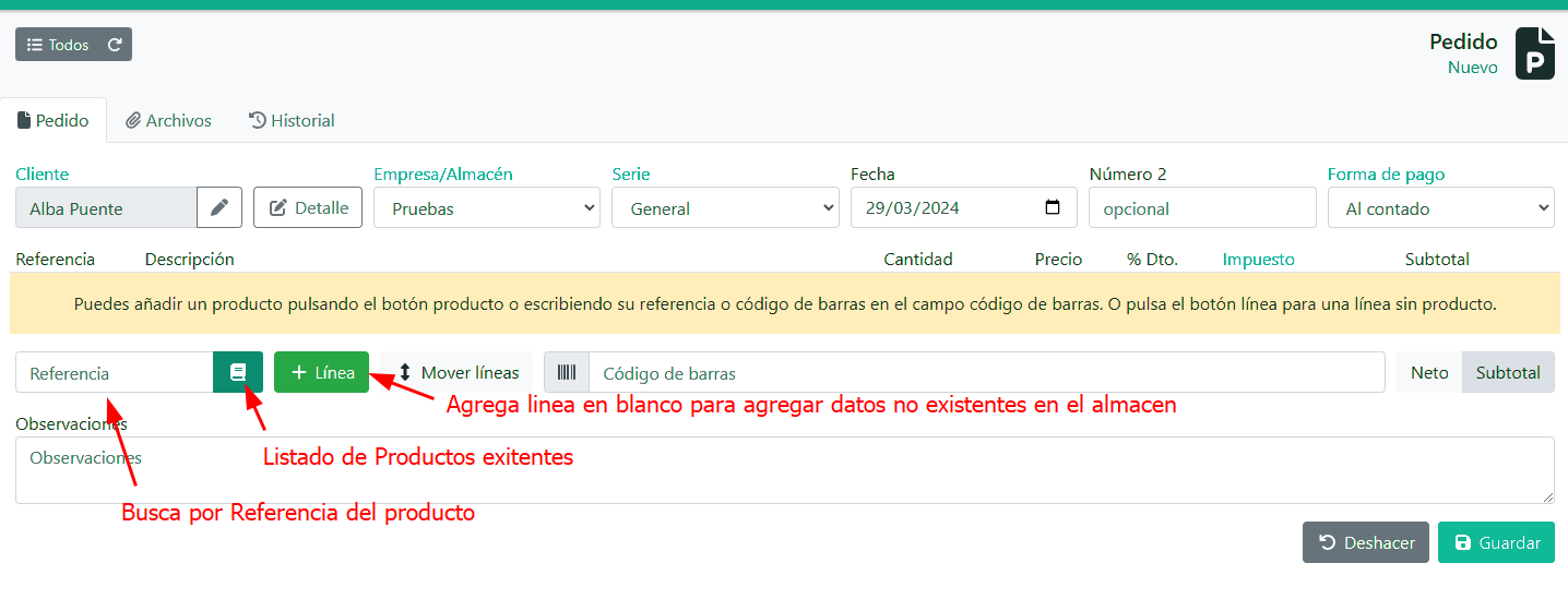 Com fer una comanda de client