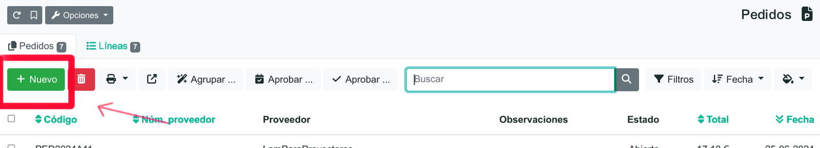 Cómo registrar un pedido de compra