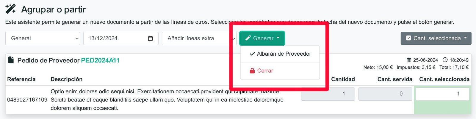 Cómo registrar un pedido de compra