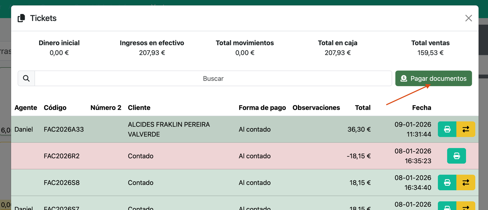 Como pagar documentos desde el TPV
