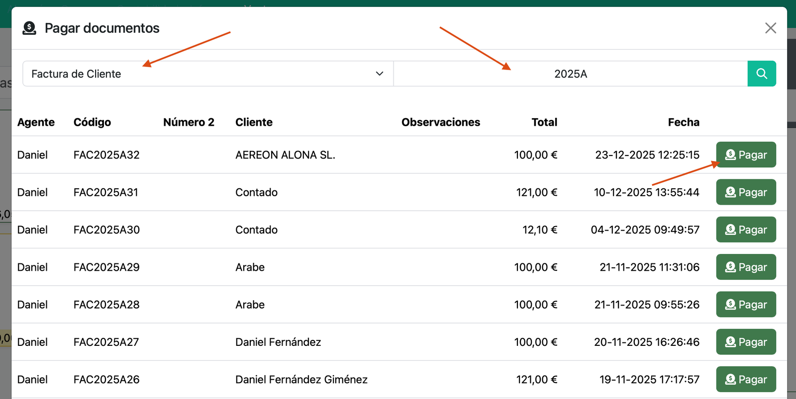 Como pagar documentos desde el TPV