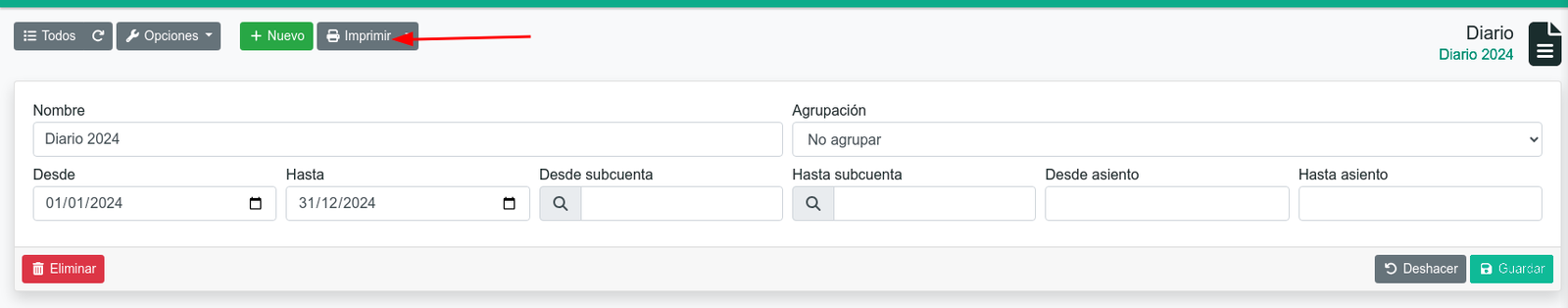 Diario agrupado por cuenta y mes