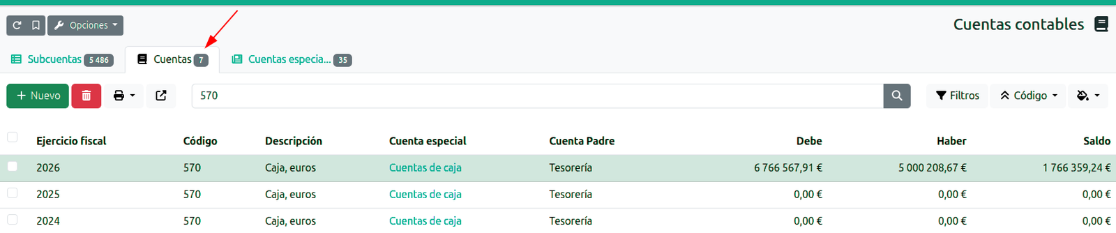 Diario agrupado por cuenta y mes