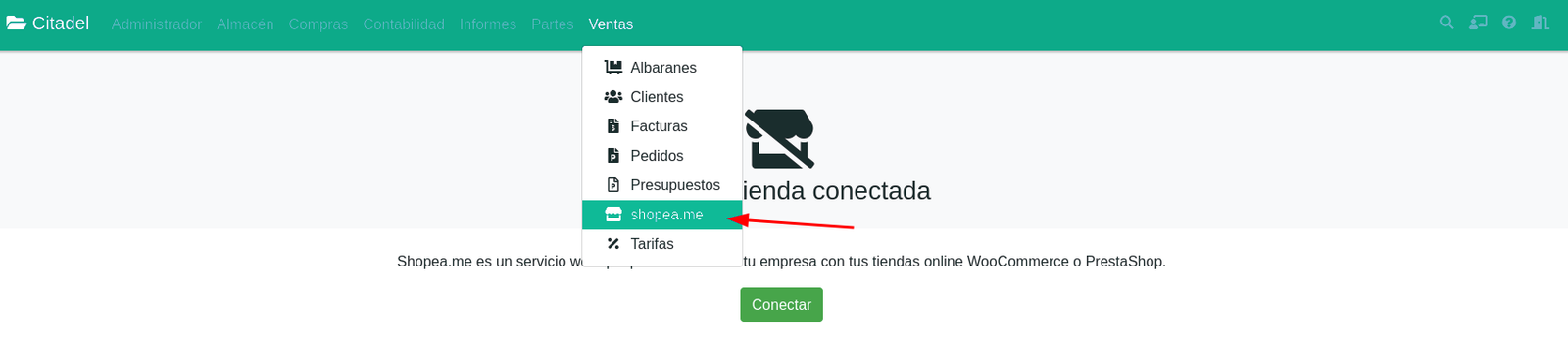 Conectar la tienda