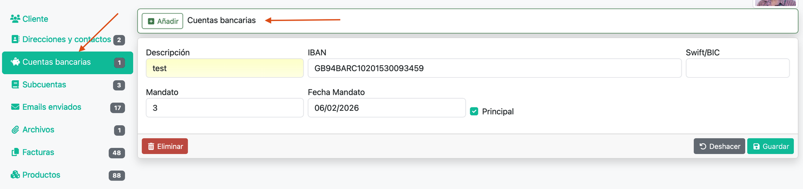 Configuración previa de remesas