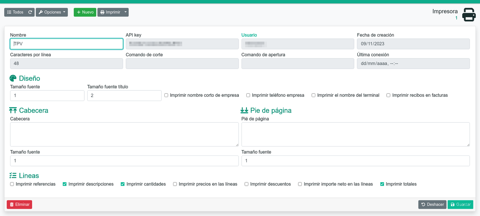 Configurar impresora de tickets