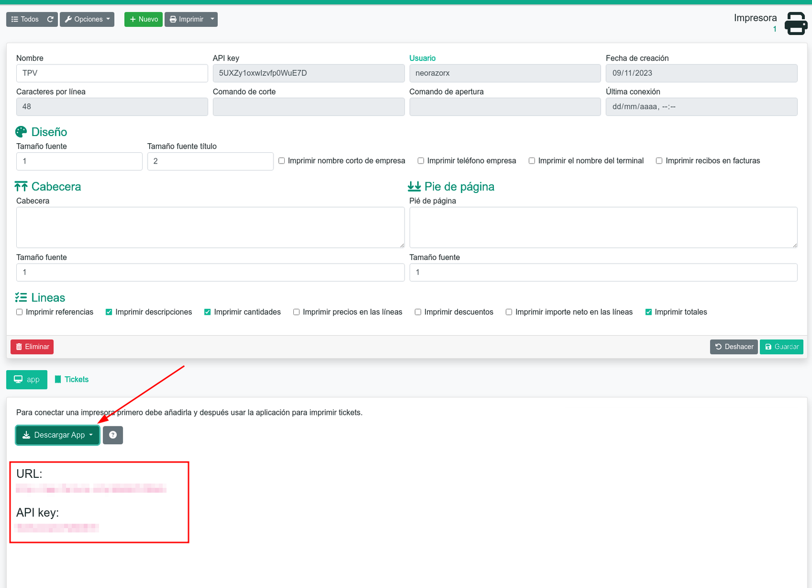 Configurar impresora de tickets