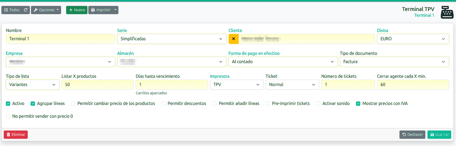 Editar precios y descuentos en el TPV