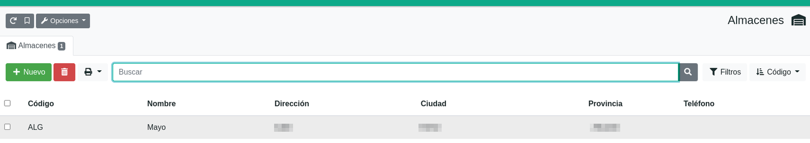Gestionar almacenes