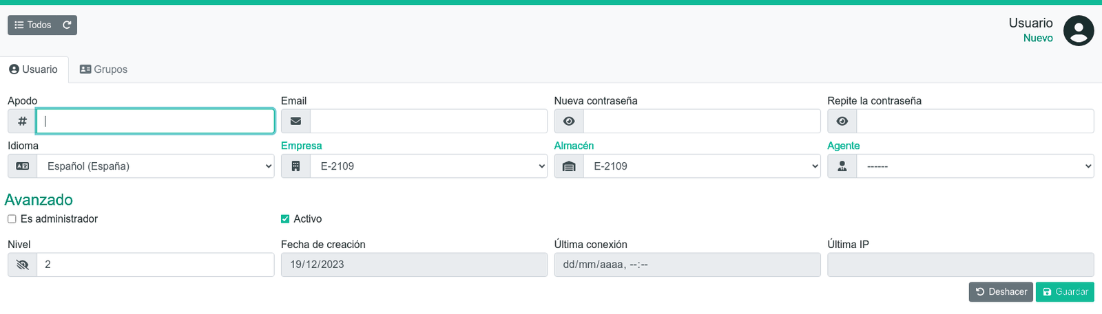 Gestionar usuarios: añadir, quitar, desactivar...
