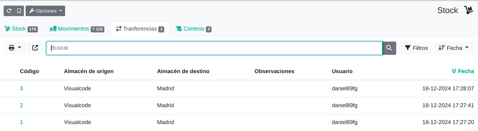 Informe de stock