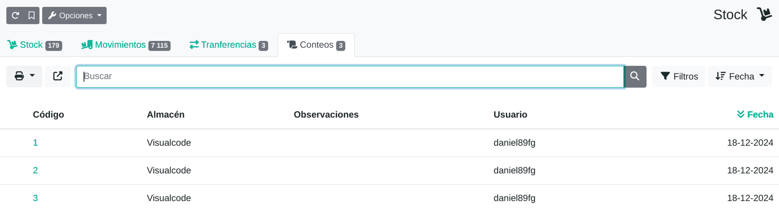 Informe de stock