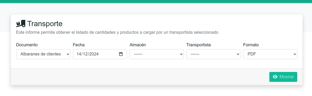 Informe de transporte
