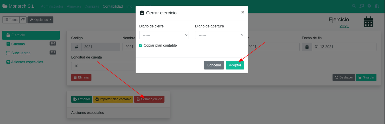 Los ejercicios contables