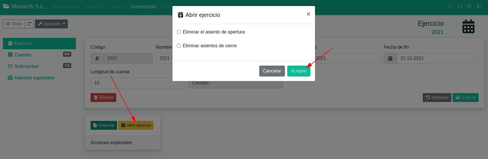 Los ejercicios contables