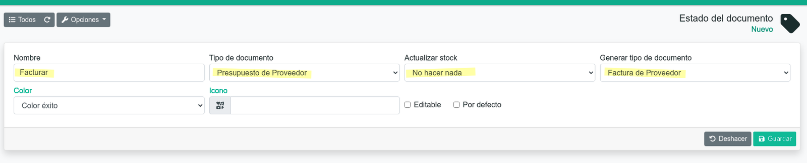 Los estados de los documentos