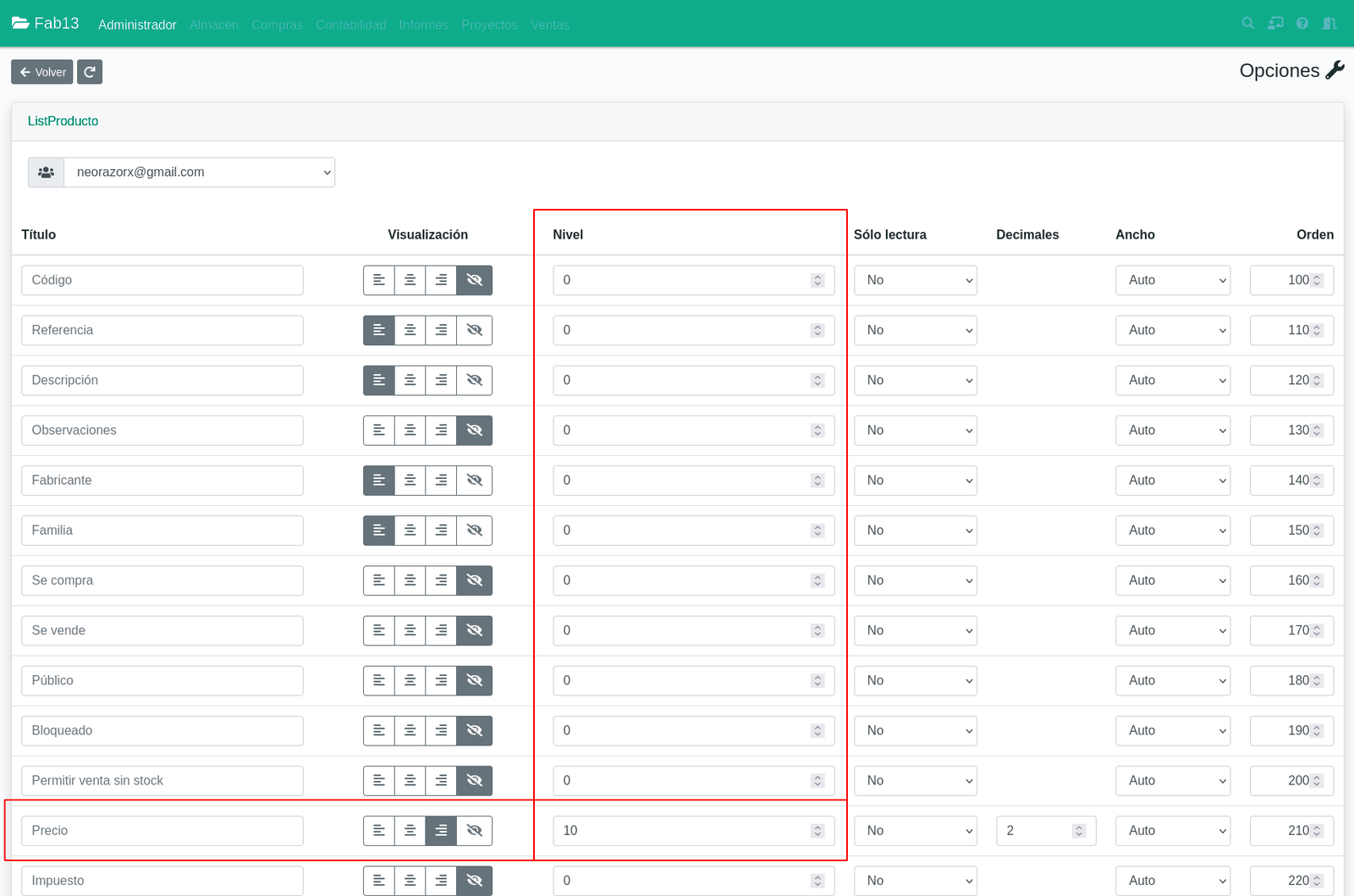 Personalización de listados y formularios