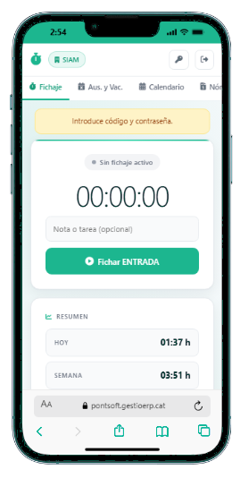 Fichaje: móvil, kiosko y terminal