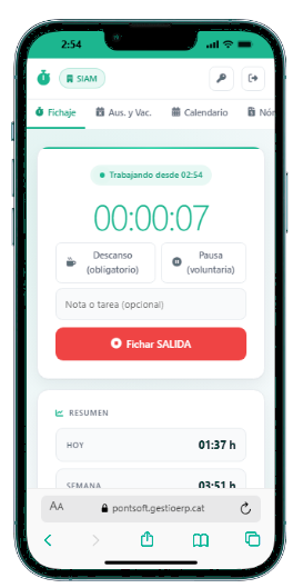 Fichaje: móvil, kiosko y terminal